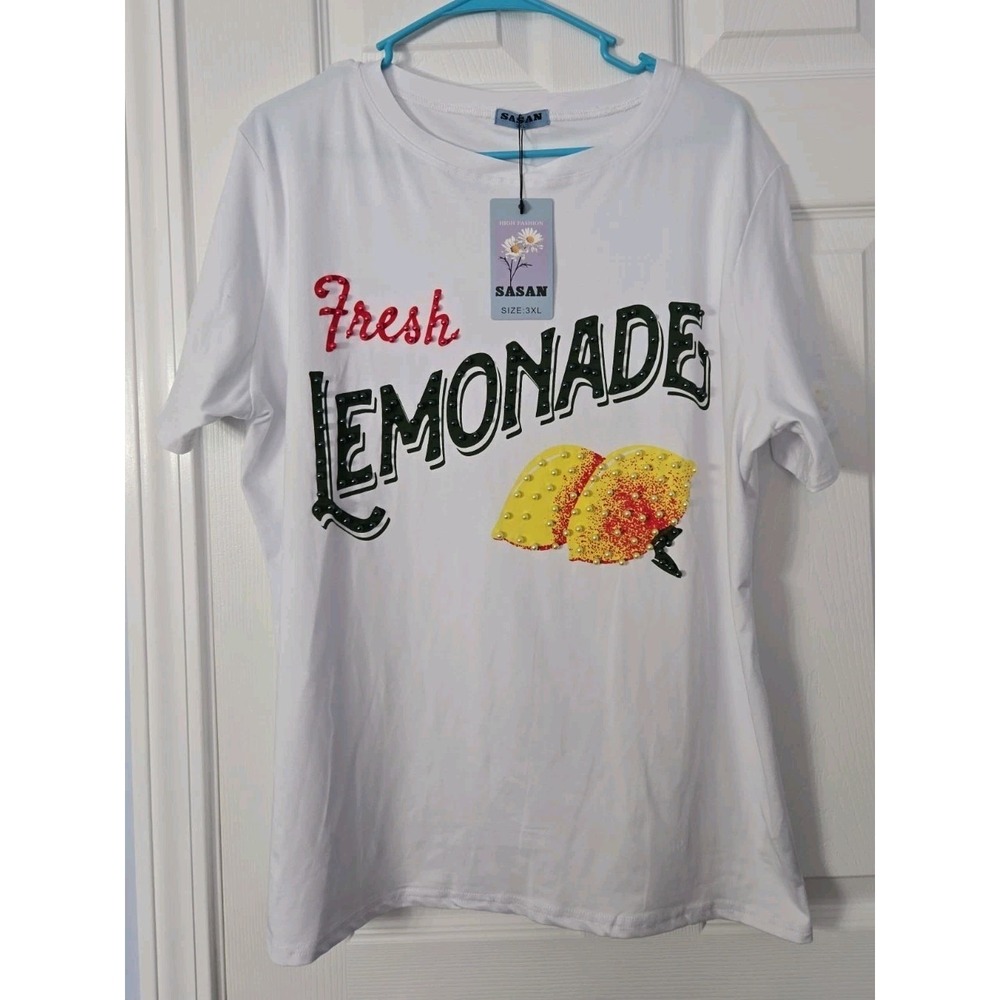 Sasan Womans New Short Sleeve Tee Size 3XL Say Fresh Lemonade